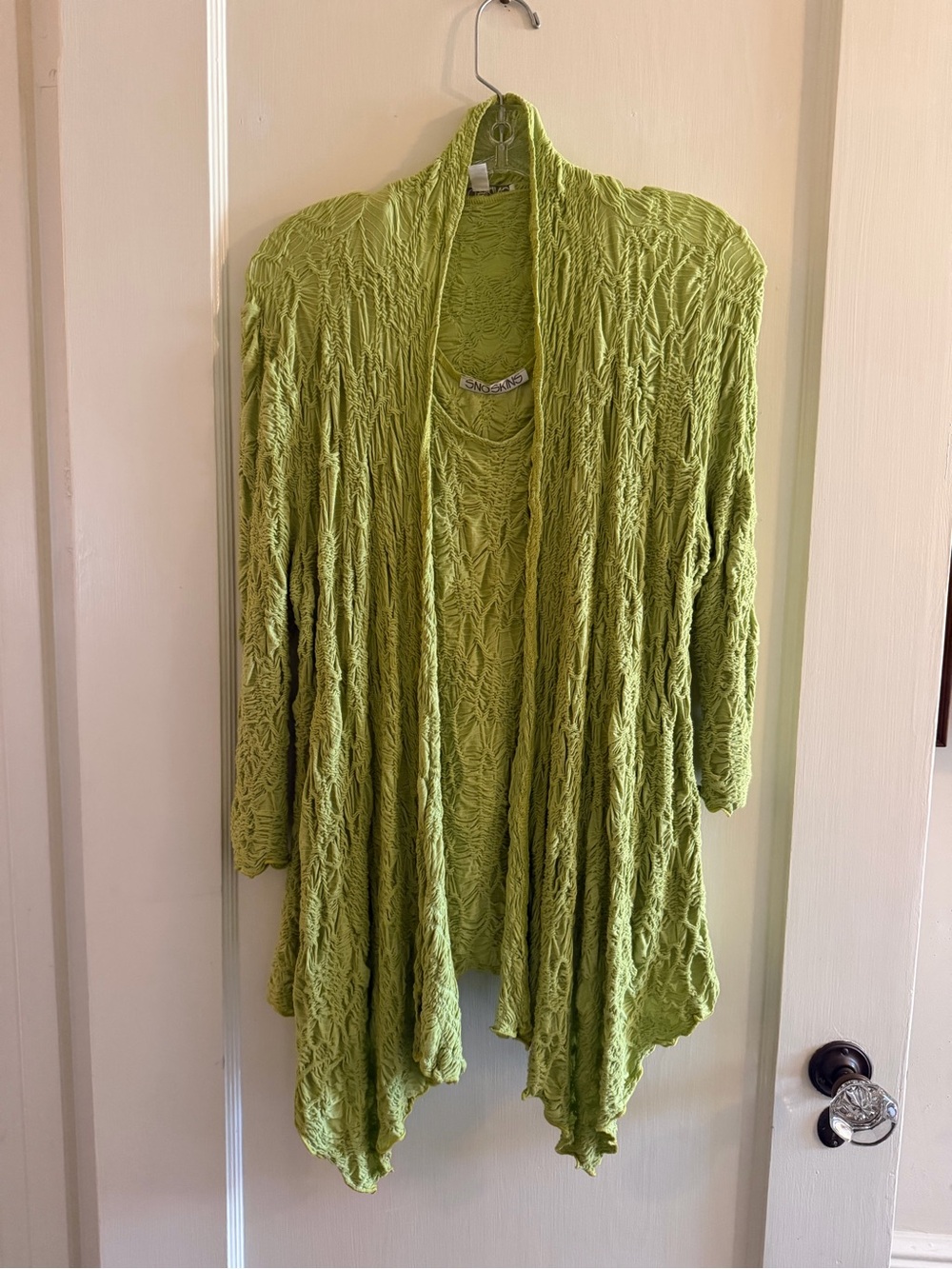 SNO SKINS 2 Piece Top Set Lime Chartreuse Textured Tank Top & Ruffle Top overlay
